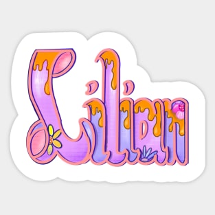 Lilian with golden drips Girls and womens Personalized Custom name Lilian Sticker